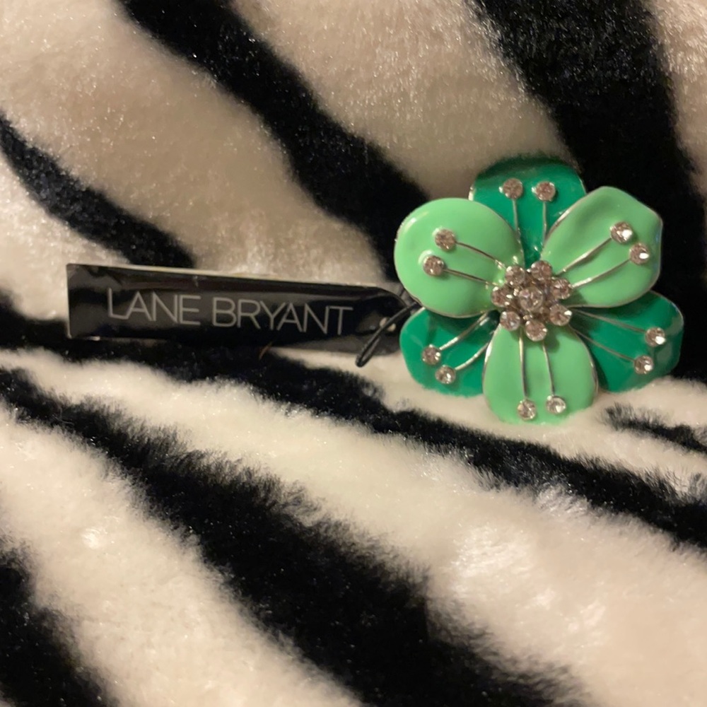 Lane Bryant shades of green enamel ring w/crystals